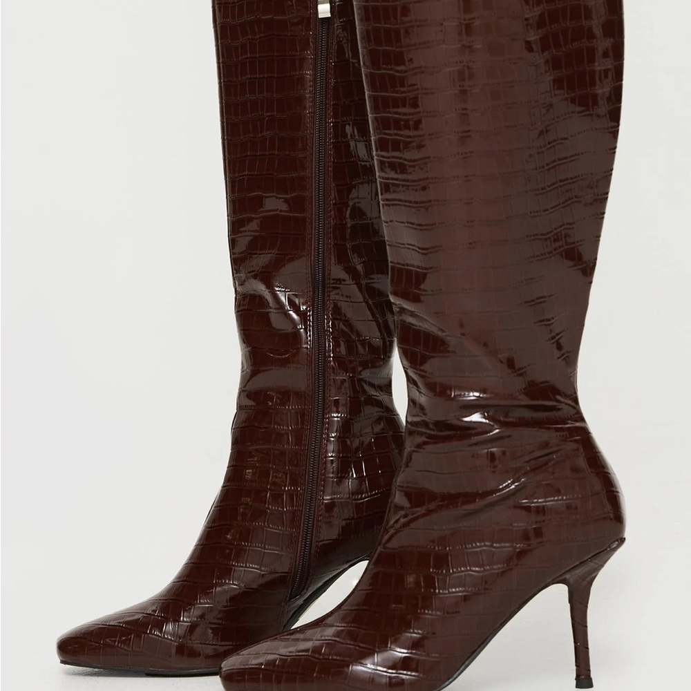 Princess Polly Alexx Knee High Boots Burgundy